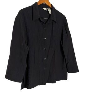 White Stag Textured Black‎ 3/4 Sleeve Blouse Size XL